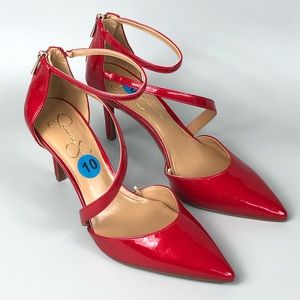 Jessica Simpson Nostelle Women’s Red Strappy Stiletto Pump Heels Size 10M